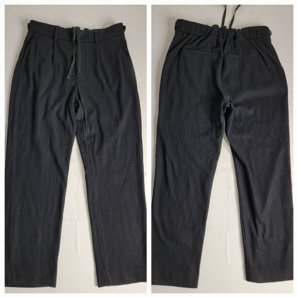 Vince Sz M Flannel Pants Pull On Wool Straight Pockets Ankle Crop Black - Picture 1 of 8